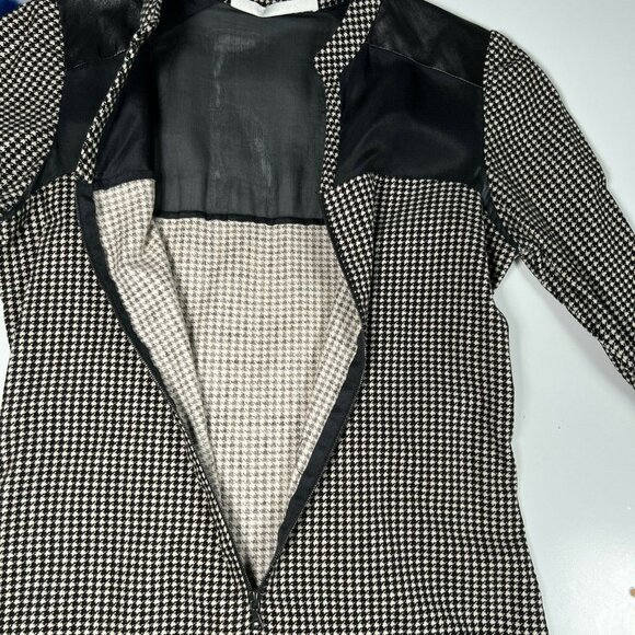 Jonathan Simkhai Houndstooth Corduroy Mini Dress Zipper Mesh Panels Black XS - Picture 16 of 16